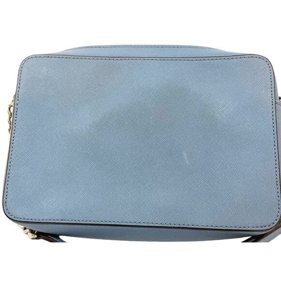 Authentic Michael Kors Saffiano Leather adjustable crossbody bag small Lt Blue - Picture 3 of 12